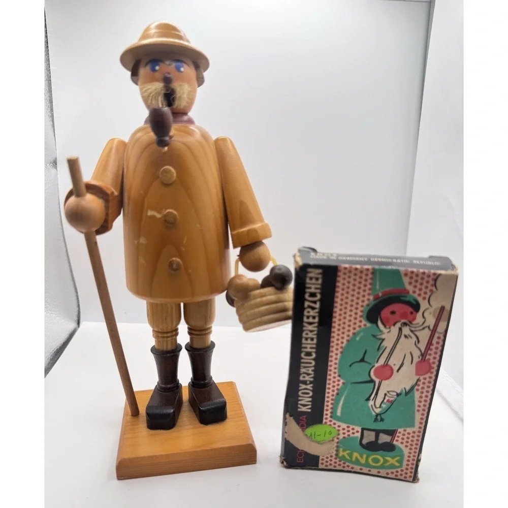 German Wooden Incense Smoker Mushroom Hunter Woodsman 8
